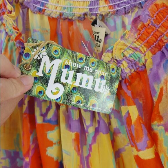 Show Me Your Mumu Aztec Off The Shoulder Shear Women's Nwt Purple Yellow Size Sm - Picture 8 of 10